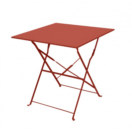 Bistro Steel Terracotta Square Folding Garden Table, 70x70x71 cm