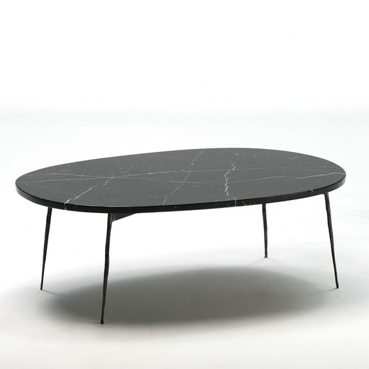 Table basse 100x70x35 Métal / Marbre Noir
