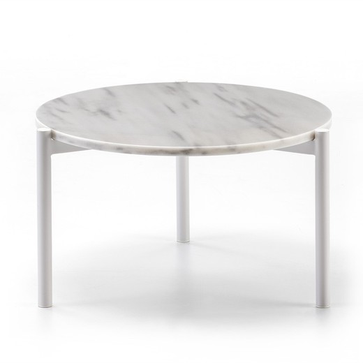 Mesa de Centro 58x58x35 Metal Blanco/Mármol Blanco