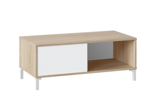 Coffee table in natural/white wood, 100x50x40 cm | BROOKLYN