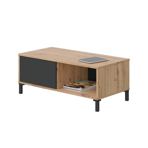 Table basse en bois naturel/gris anthracite, 100x50x40 cm | BROOKLYN