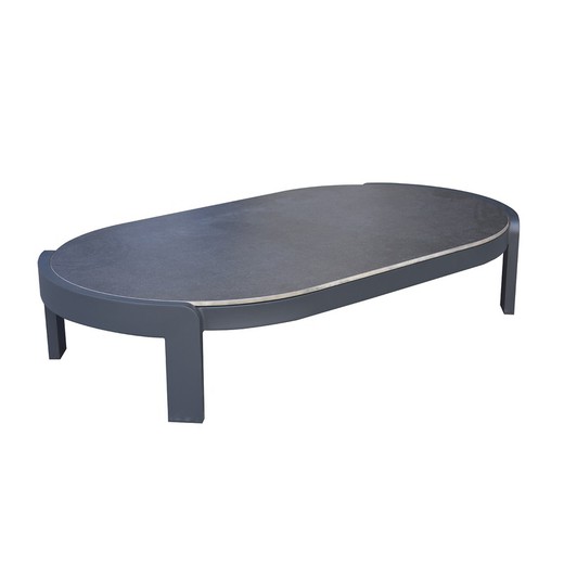 Sofabord i aluminium og keramik i antracit, 125 x 70 x 26 cm | Babylon