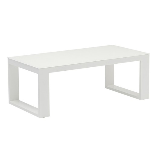 Tavolino in alluminio e vetro bianco, 120 x 60 x 45 cm | Nyland