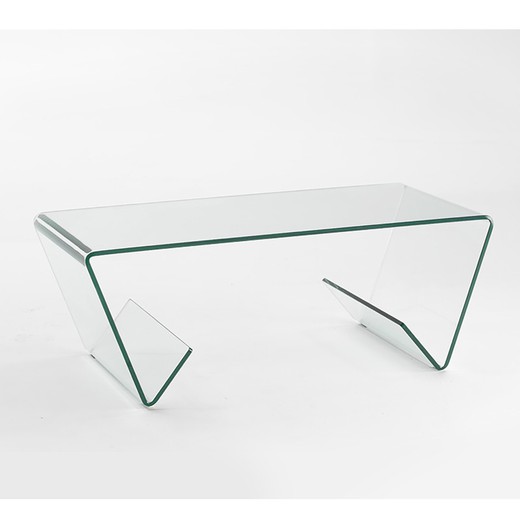 GLASS: Mesa escritorio cristal y acero, 110 x 90cm. Schuller