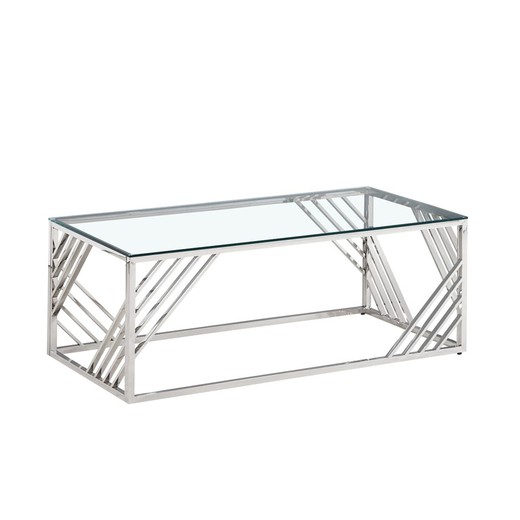 Glass and steel coffee table 120 x 60 x 45 cm