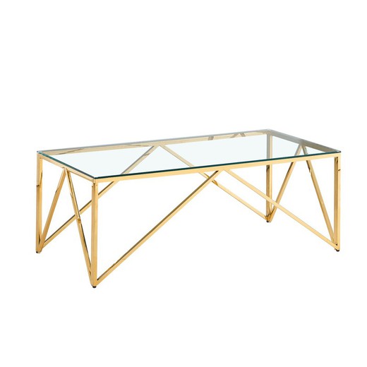 Tavolino in vetro e acciaio dorato 120 x 60 x 45 cm