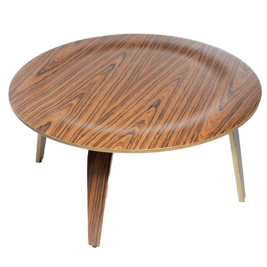 Design gebogen houten salontafel, 87 x 87 x 40 cm