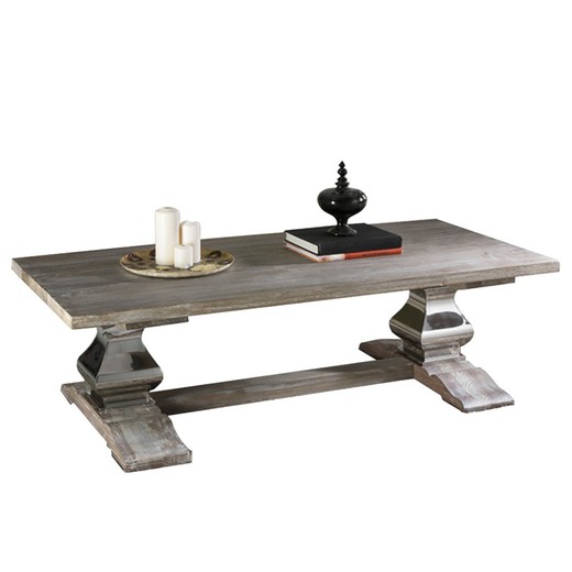 Tavolino da caffè in frassino e acciaio Antica Madera, 160x75x51cm