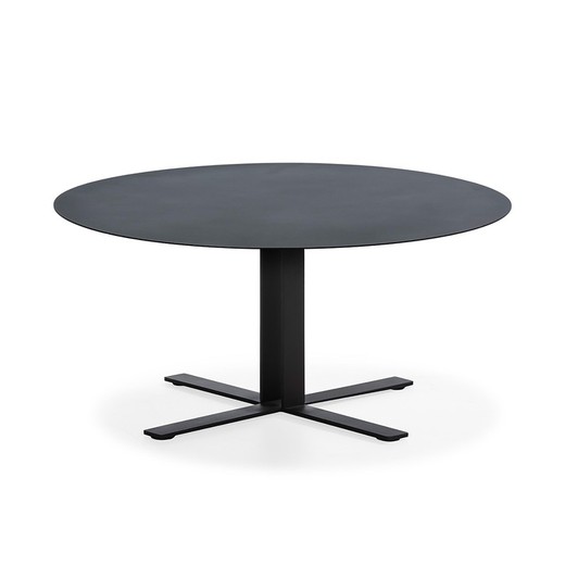 Soffbord i svart järn, Ø 80 x 38 cm