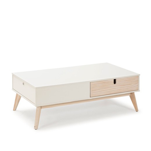 Witte houten salontafel, 110 x 60 x 39 cm