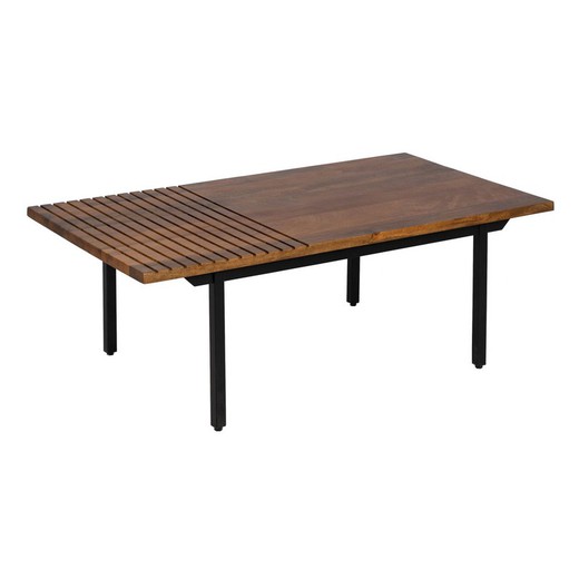 Mesa de centro de madera de mango en natural y negro, 110 x 60 x 40 cm | Abner