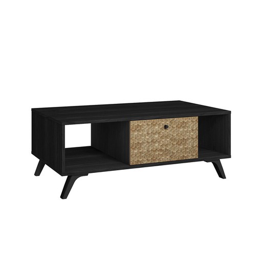 Table basse en bois noir et naturel, 100 x 60 x 38,8 cm | Hanoï
