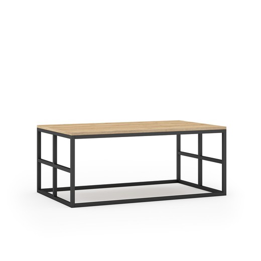Mesa de centro de madera y metal en natural y negro, 100 x 60 x 40 cm | Milena
