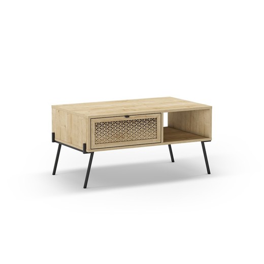 Mesa de centro de madera y metal en natural y negro, 103,3 x 60 x 50,5 cm | Ecrin