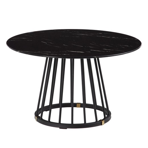 Tavolino in metallo nero e vetro, 70 x 70 x 40 cm
