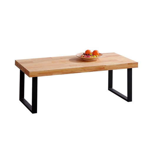 Oak and metal coffee table in light natural and black, 120 x 60 x cm | Natural