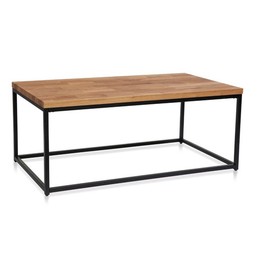 Eiken / zwart metalen salontafel, 110x60x40cm