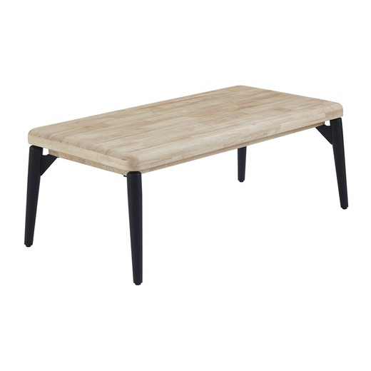 Table basse relevable en bois de chêne et métal naturel et noir, 120 x 60 x 47 - 62 cm | Lune