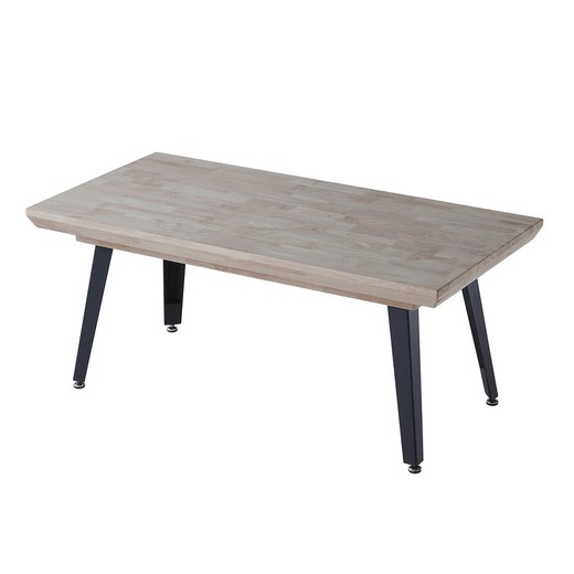 Liftable wood and metal coffee table in honey oak and black, 120 x 60 x 47-64 cm | Berg
