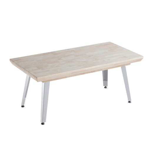 Tavolino sollevabile in legno e metallo in rovere nordico e bianco, 120 x 60 x 47-64 cm | Berg