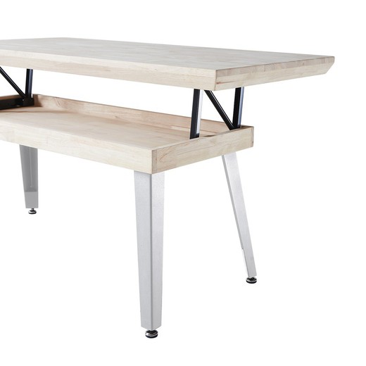 Mesa De Centro Elevable De Madera Y Metal En Roble Nordish Y Blanco