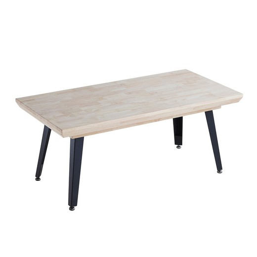 Hefbare salontafel van hout en metaal in Noords eiken en zwart, 120 x 60 x 47-64 cm | Berg