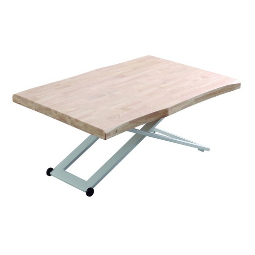 Table basse à plateau relevable en bois naturel/blanc et métal, 120 x 80 x 49/76 cm | Zoé