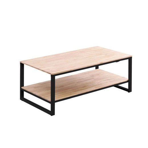 Table basse à plateau relevable en bois naturel/noir et métal, 120 x 60 x 45/60 cm | Jack