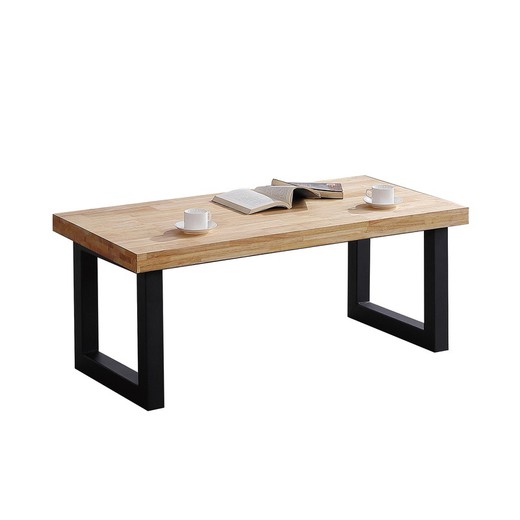 Table basse relevable en bois naturel/noir et métal, 120 x 60 x 47,5/62,5 cm | grenier