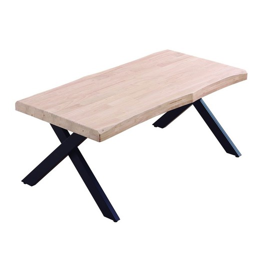 Tavolino rialzato in legno naturale/nero e metallo, 120 x 66 x 47/60 cm | Xena