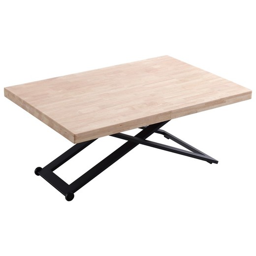 Tavolino rialzato in legno naturale/nero e metallo, 120 x 80 x 49/76 cm | Zoé