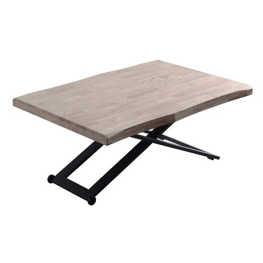 Table basse relevable en chêne naturel et métal, 180 x 80 x 49/76 cm | Zoé