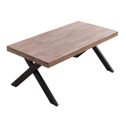 Tavolino alzabile liscio in rovere naturale e metallo, 120 x 66 x 47/62 cm | xena