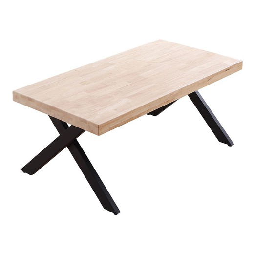 Gladde opklapbare salontafel van eikenhout en metaal in licht naturel en zwart, 120 x 66 x 47/62 cm | xena