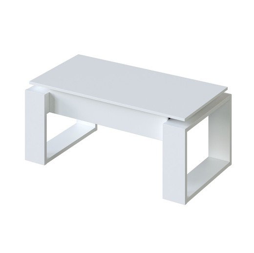 Table basse relevable en bois blanc, 105x55x45 cm | URBAIN