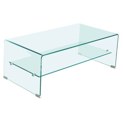 Curved glass coffee table, 110 x 55 x 34 cm