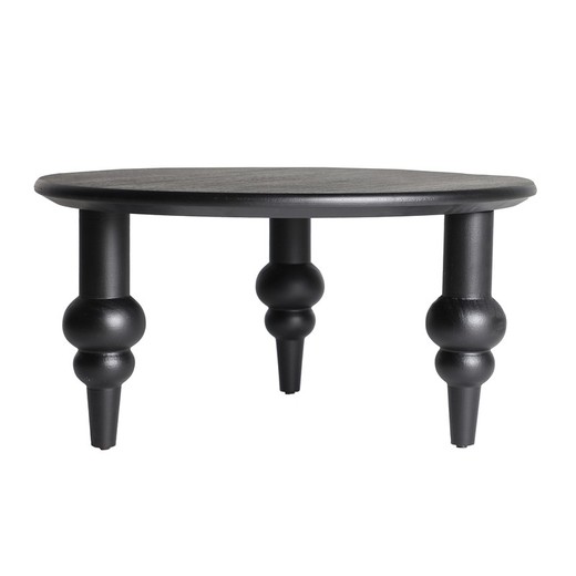 Zwart berken salontafel, Ø 80 x 40 cm | Krasic