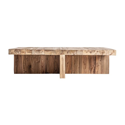 Mesa de centro Pure em madeira de teca natural reciclada, 100 x 100 x 26 cm