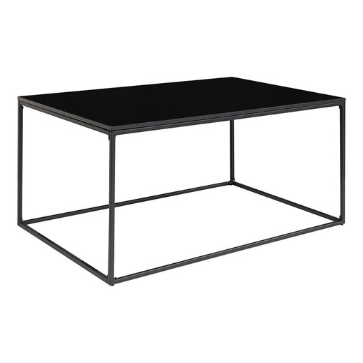 Mesa de centro rectangular de madera y acero en negro, 60 x 90 x 45 cm | Vita