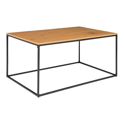 Mesa de centro rectangular de madera y acero en roble y negro, 60 x 90 x 45 cm | Vita