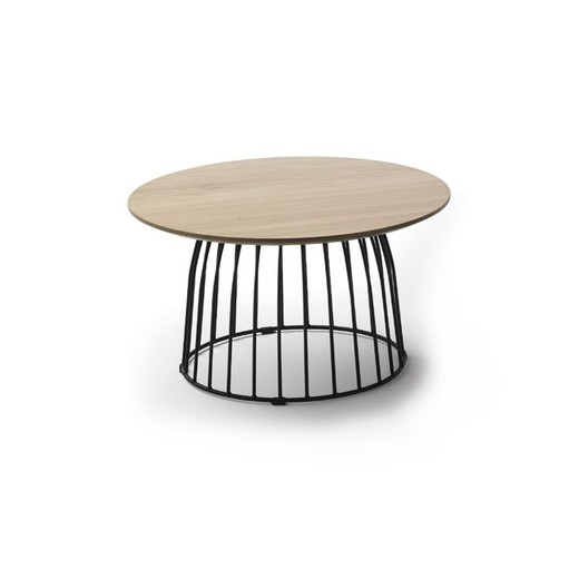City L round coffee table in oak wood. Black metal legs 60 x 60 x 35 CM