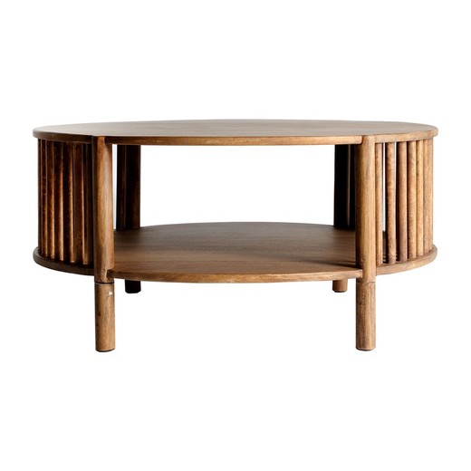 Ronde salontafel van mangohout in naturel, 85 x 85 x 40 cm | Trévoux