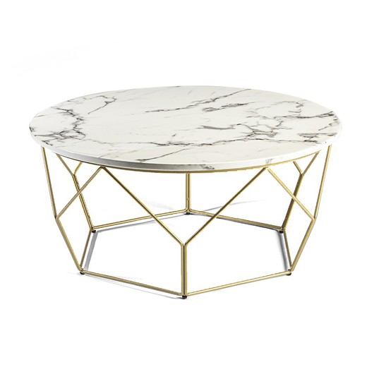 Tavolino rotondo Liza Gold/Simil Marble, Ø80x37 cm