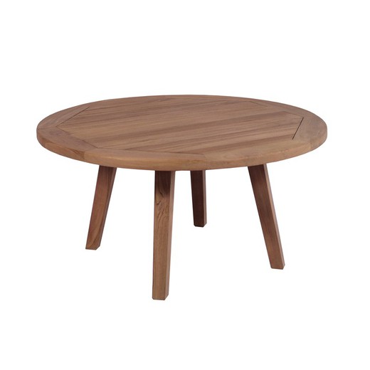 Mesa de centro redonda para exterior de madera de teca en miel, 90 x 90 x 47 cm | Danao