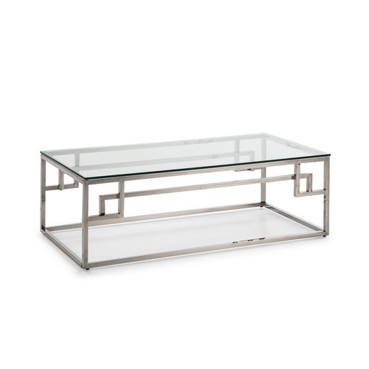Mesa de centro rectangular cristal y acero inoxidable, 120x60x40 cm | Steels