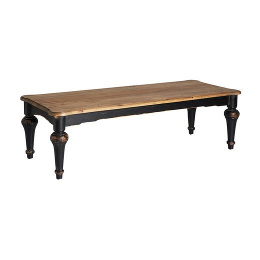 Table basse Zenica en bois d'orme noir et naturel, 150x 60x40 cm