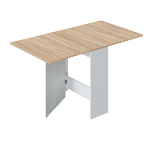 Drop-leaf matbord i natur/vitt trä, 140x77x78 cm | flyga