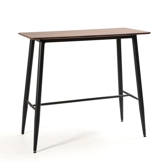 Mesa de Comedor Alta de Madera y Metal Negro 120x60x107 cm