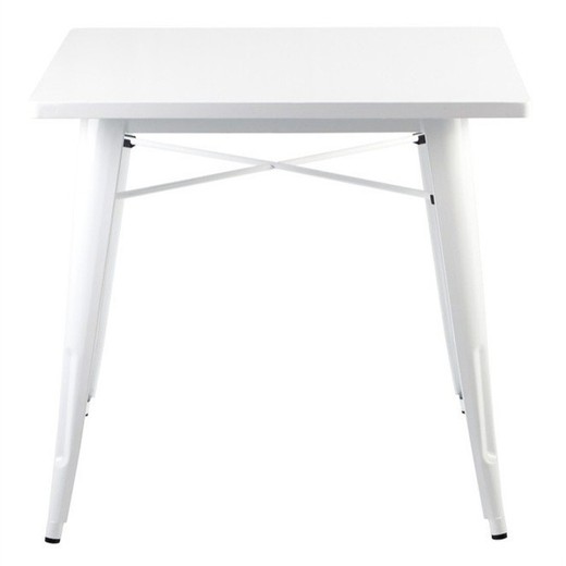 Stół do jadalni z białej stali, 80 x 80 x 76 cm
