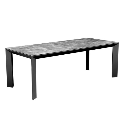 Aluminum and glass dining table in anthracite and gray, 210 x 90 x 75 cm | Onyx